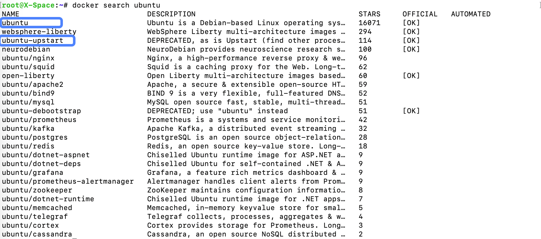 docker search ubuntu